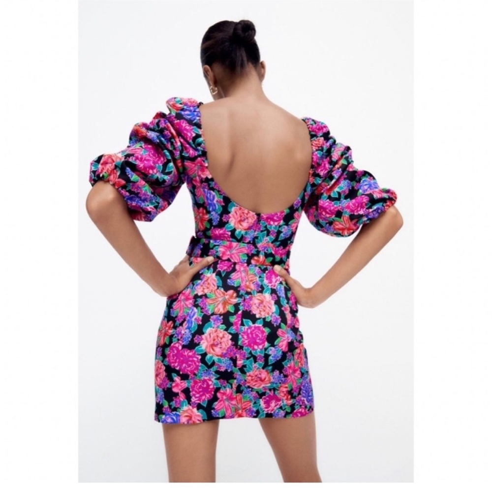 Zara brand new Multicolor Backless Floral Dress